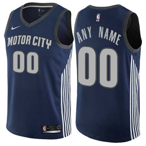 Men & Youth Customized Detroit Pistons Navy Blue Nike City Edition Jersey